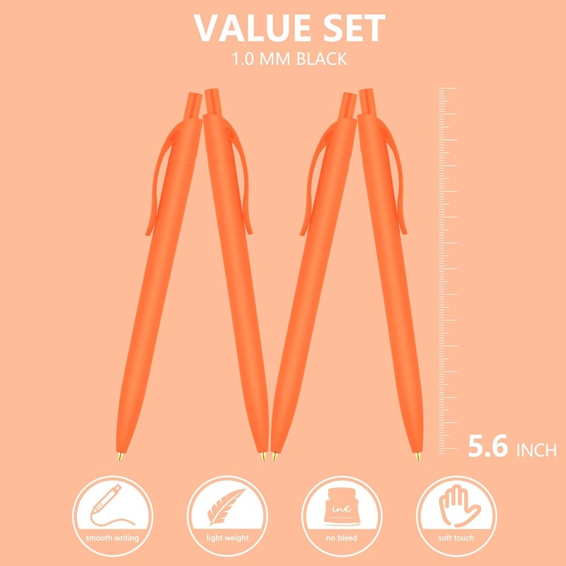 deegtran 100 Pack Orange Barrel Retractable Medium Point Ballpoint Pens, Smooth Ink, No Bleed, Soft Grip, Modern Design, Unisex, Ambidextrous - Image 2